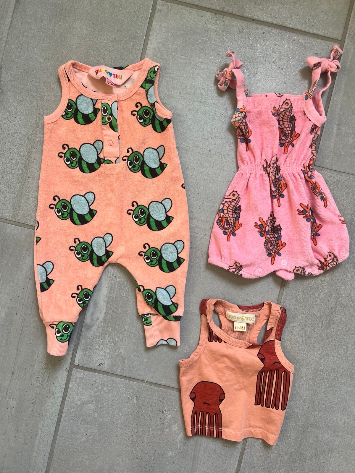 Hugo Loves Tiki LOT Terrycloth Rompers bee seahorse octopus