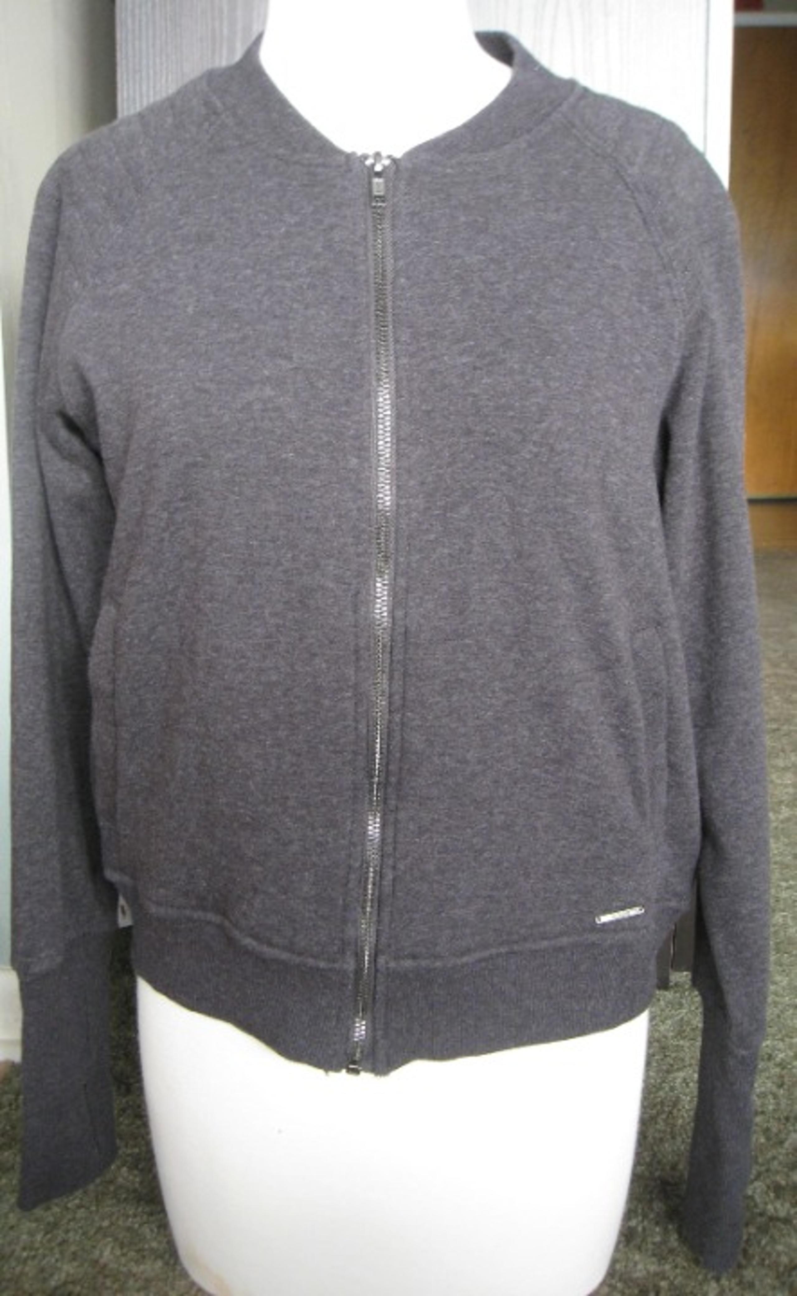 Womens Mondetta Dark Gray Athletic Performance Zip Up Jacket Sz M Velour Lining