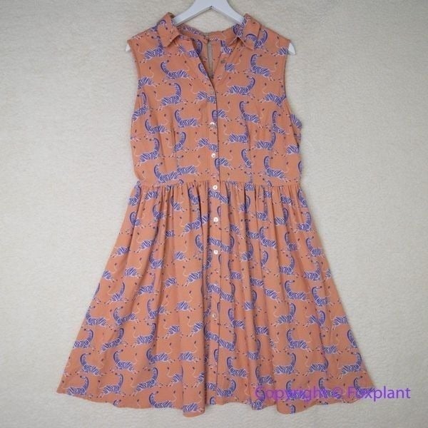 Anthropologie Hutch Zebra Print Coral Dress, size 1X