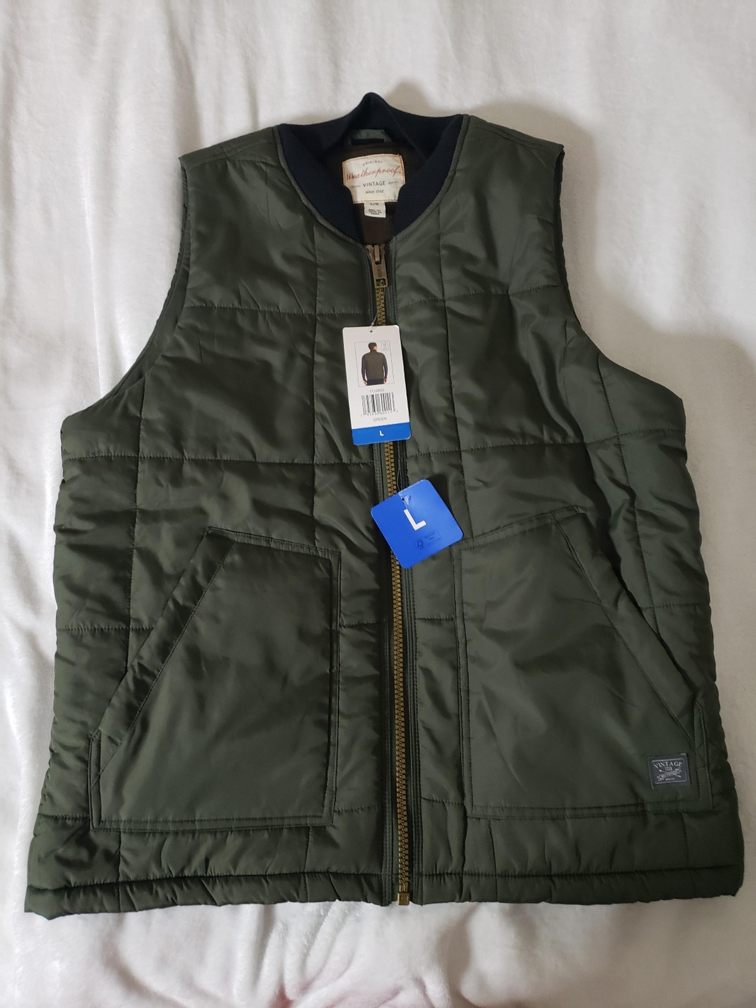 Original Weatherproof Vintage Money Green Vest L Outerwear Jacket