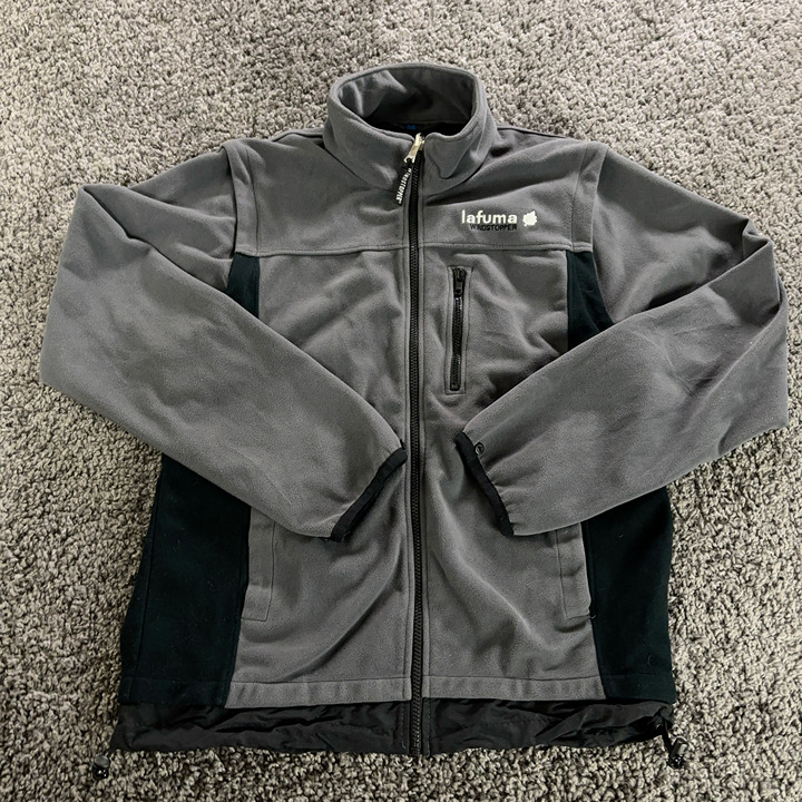 Lafuma Fleece Jacket Mens Medium Gray Black Full Zip Convertible to Vest