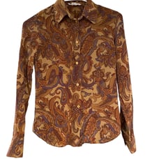 Loro Piana Paisley 100% Silk Button Down Shirt Size 4/EU 40