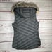 Eddie Bauer Women's Gray Down Puffer Vest Size XS with Removable Faux Fur READ