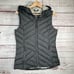 Eddie Bauer Women's Gray Down Puffer Vest Size XS with Removable Faux Fur READ