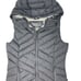 Eddie Bauer Women's Gray Down Puffer Vest Size XS with Removable Faux Fur READ