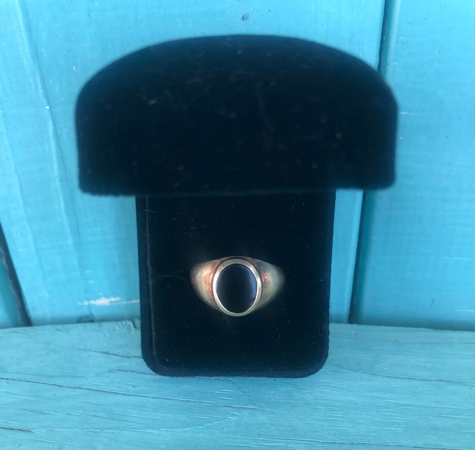 Nice 10k Solid Yellow Gold Black Onyx Maker Marked Size 11 Ring