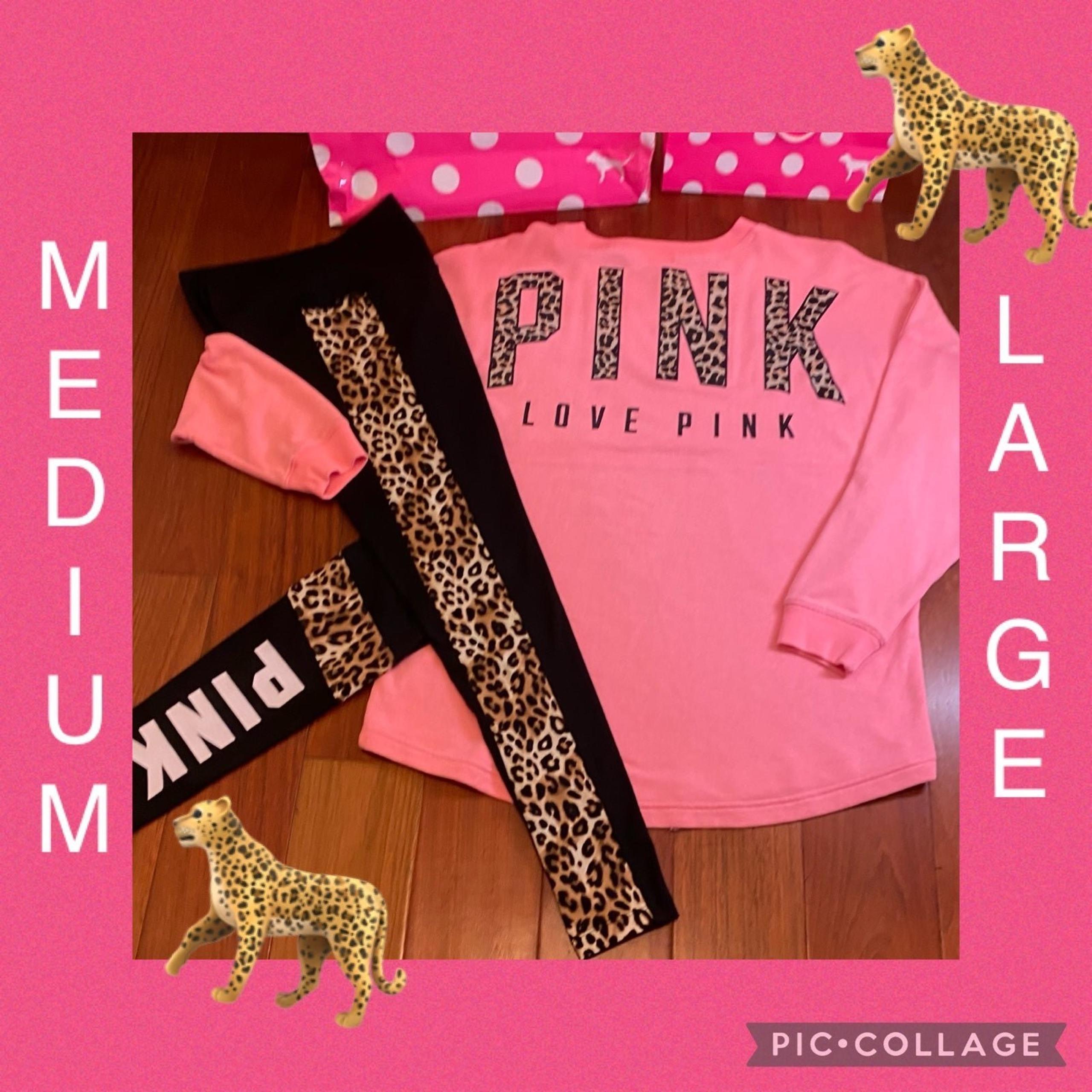 VS PINK Cheetah Leggings & Campus Crew - MEDIUM/LARGE