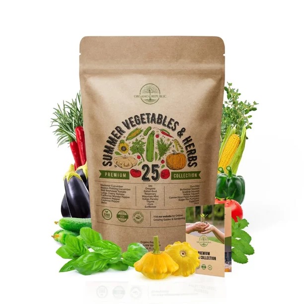 25 Summer Vegetable & Herb Garden Seeds Variety Pack for Planting Outdoors