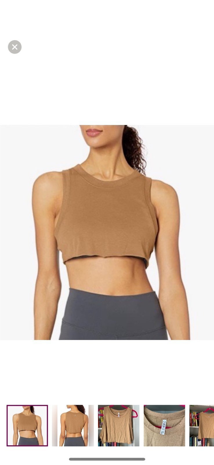 Alo Inspire Crop Tank in Caramel Size Large