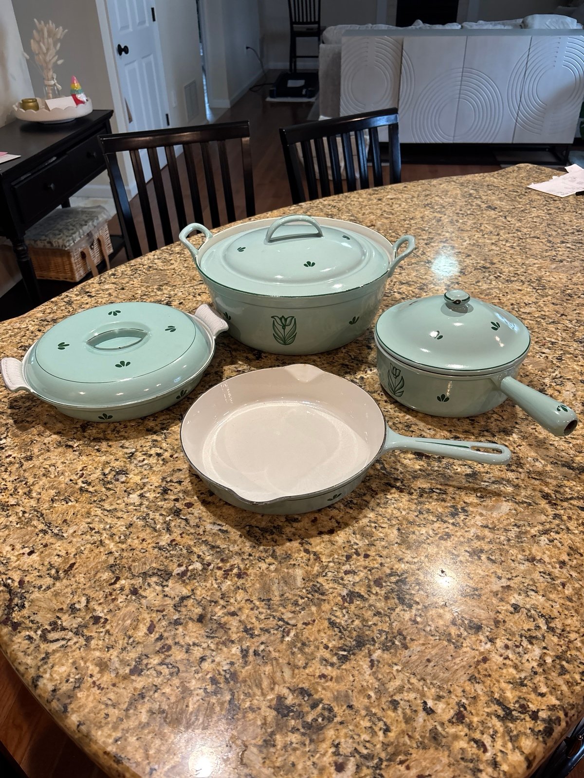 Dru Holland cast iron enamelware vintage three compartment sauce pan large pot