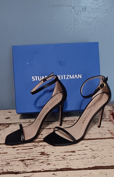 Stuart Weitzman Black Ankle Strap Sandals