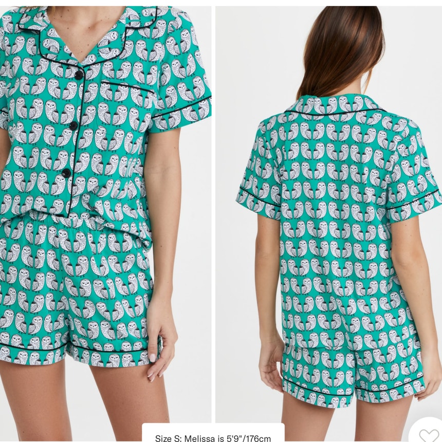 NWOT SOLD OUT 98 BedHead Knit Shortie Teal Owls Pajama Set Size XS will fit S