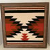 80's Southwest theme diamond tapestry needlepoint framed art orange black 16