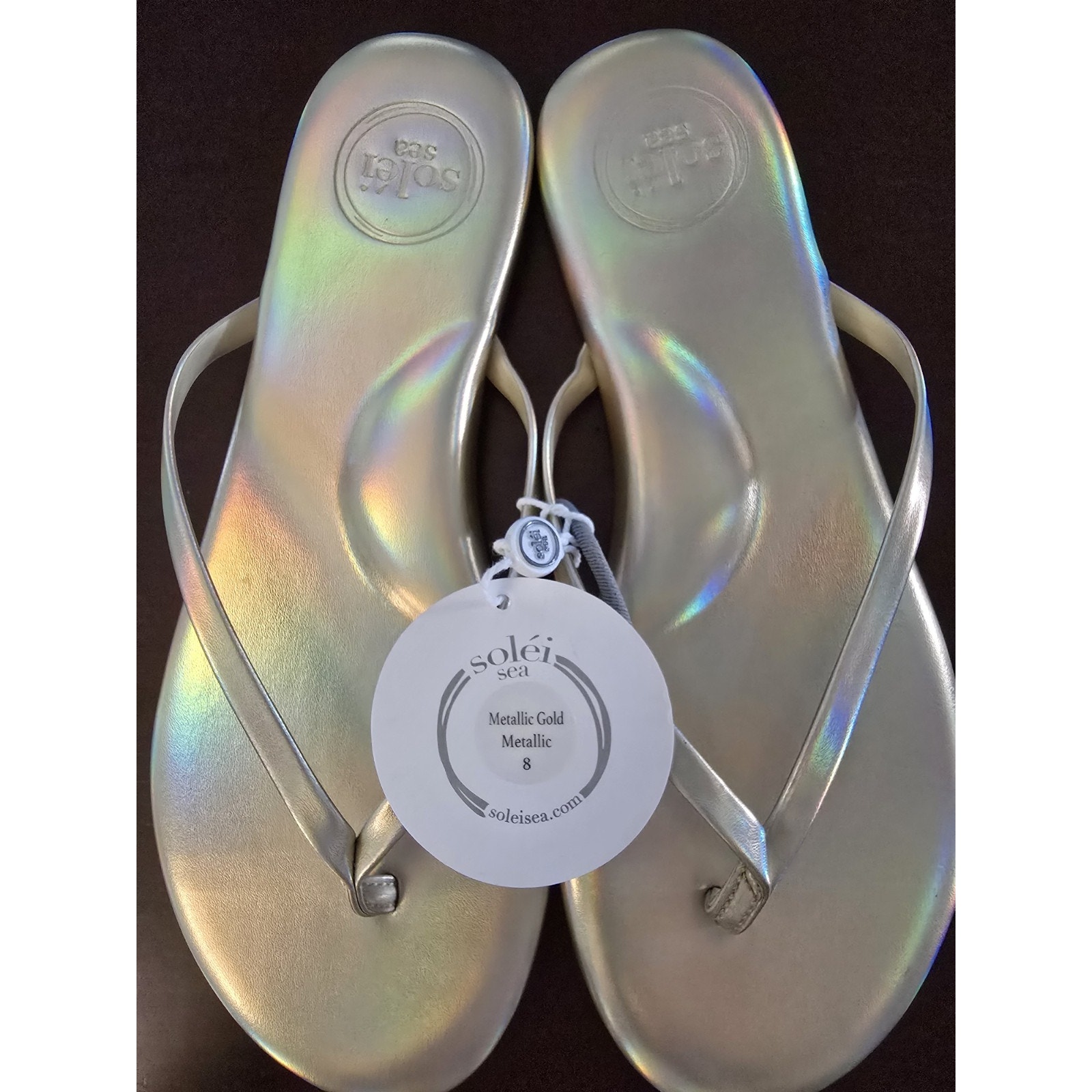 SOLEI SEA Indie METALLIC GOLD Sandals Flip Flop Women's Size 8