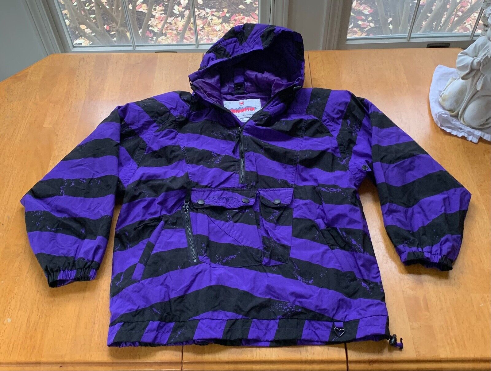 OBERMEYER Women's Purple Black Stripe Popover Ski Coat, Size S