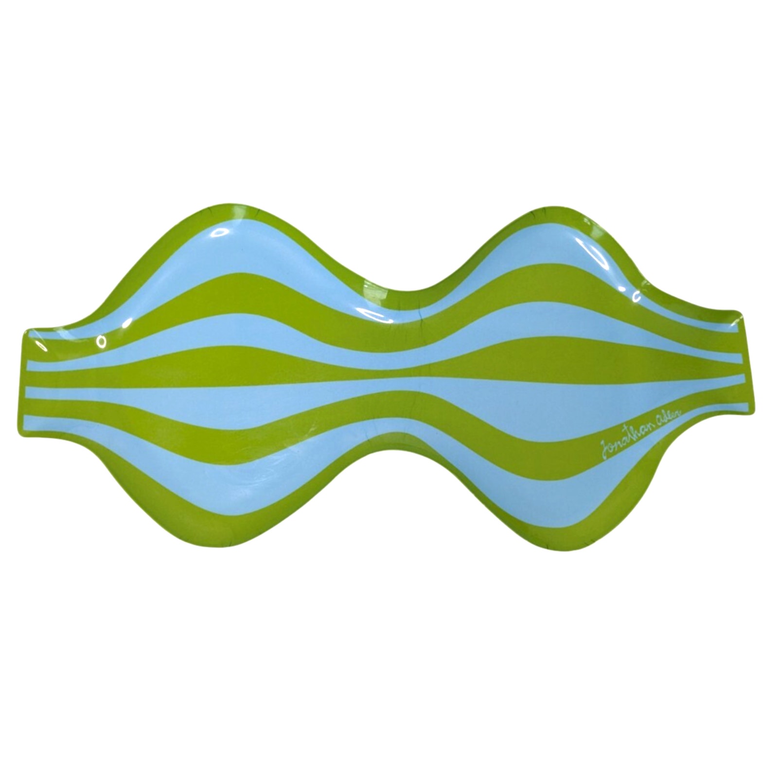 Jonathan Adler Onion Platter Melamine Happy Home 20 Inches Blue Green MCM As Is