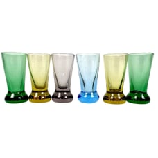 MCM Multicolor Weighted Shot Glasses 3 Tall-Set of 6-Excellent Condition!