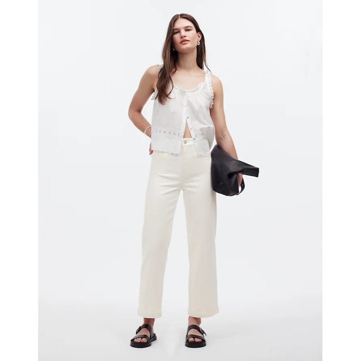 Madewell The Emmett Wide-Leg Crop Jean: Welt Pocket Edition in Tile White