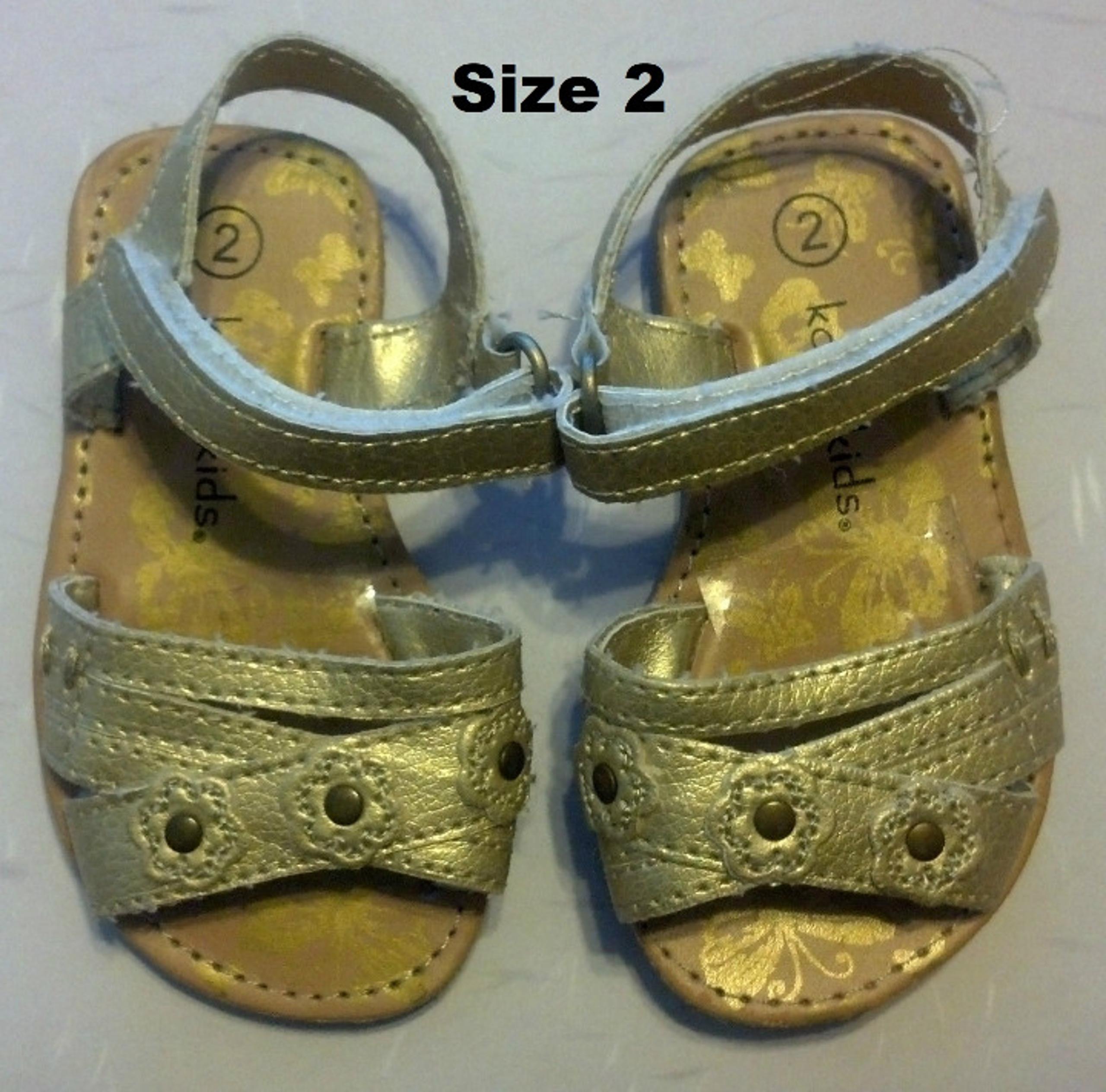 Baby Girl's Size 2 Infant Toddler Metallic Gold Floral Koala Baby Sandals Shoes