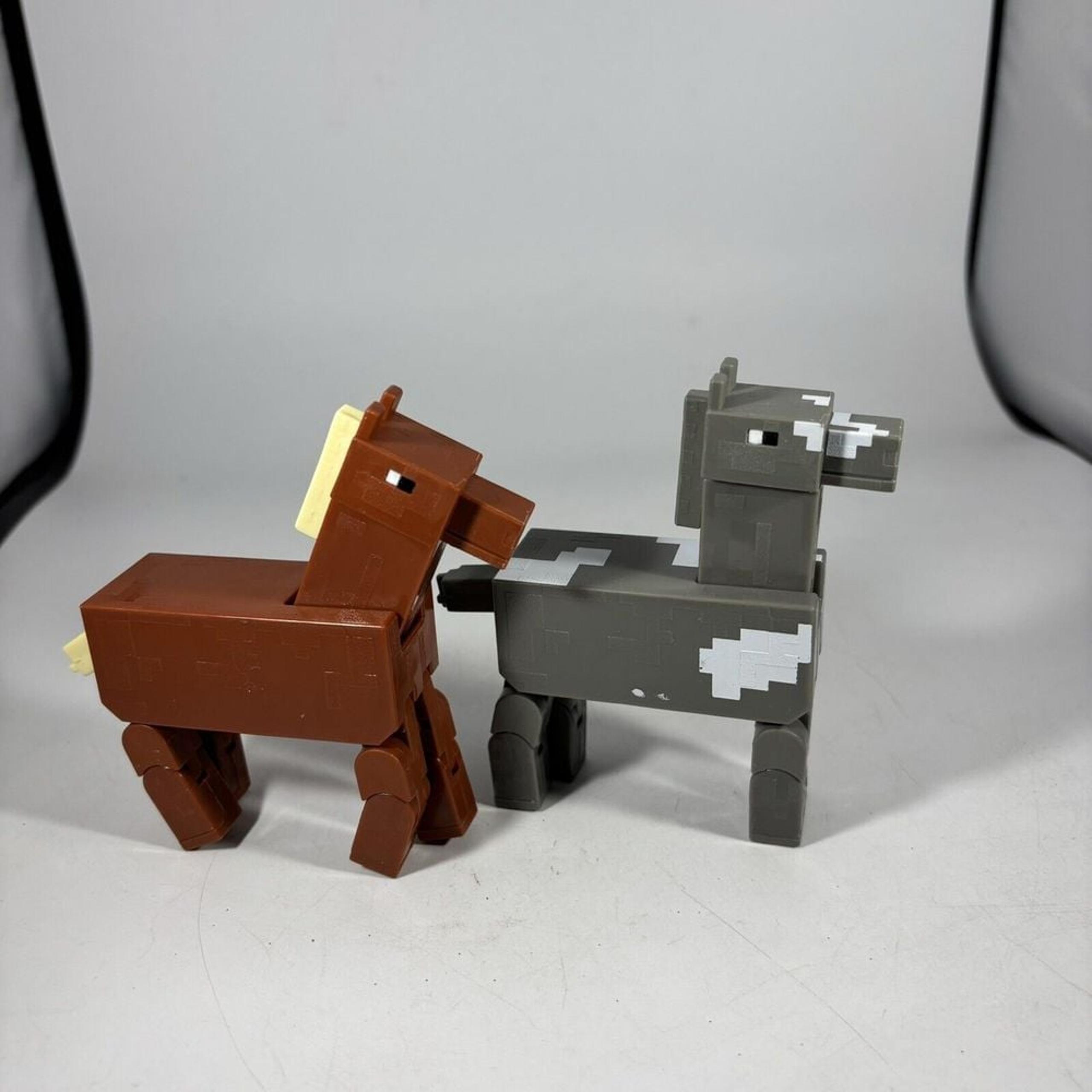 Minecraft Figures Brown & Gray Horse Lot 2019 Mattel Ioose 4"