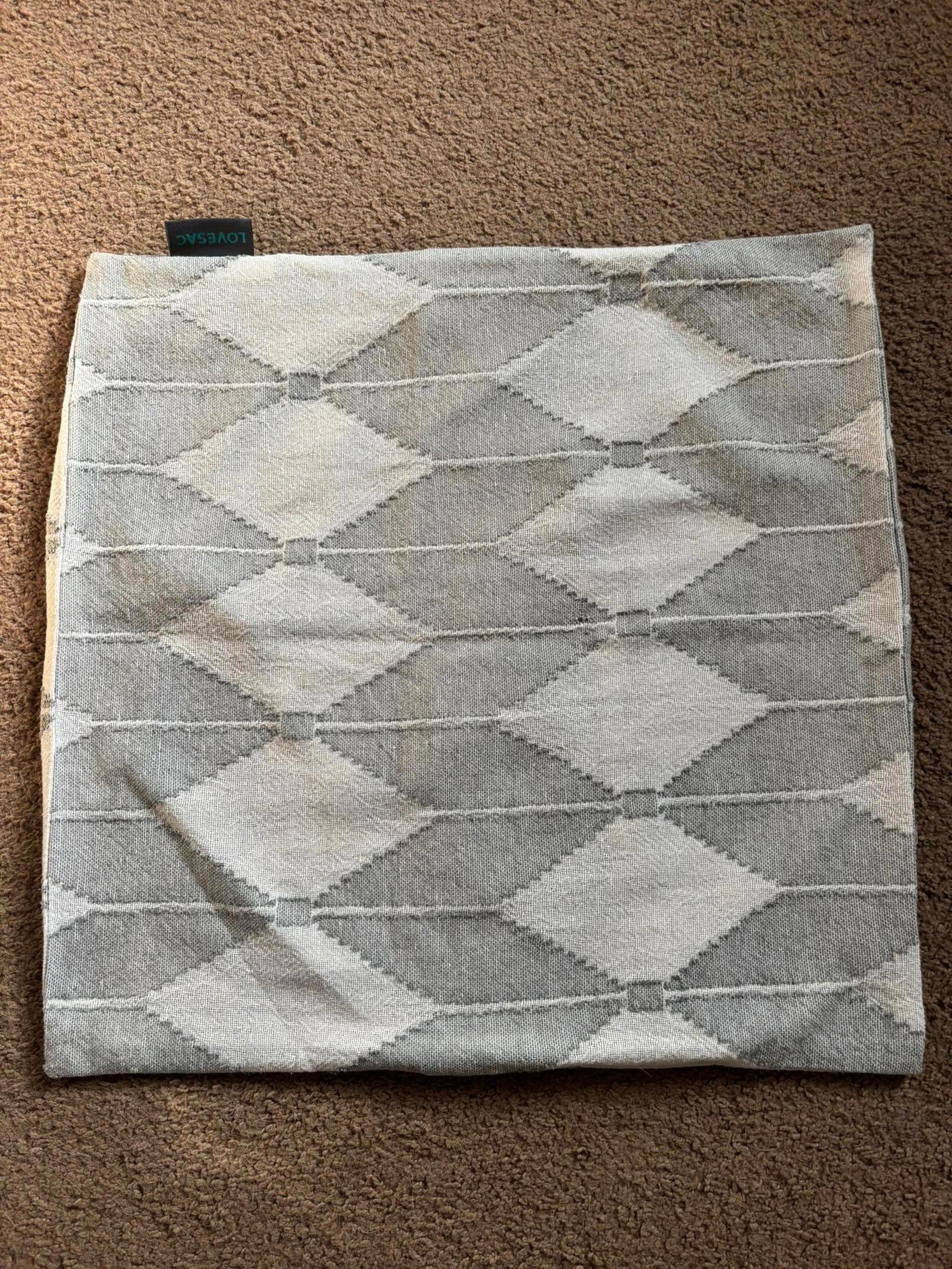 LOVESAC Throw Pillow Cover New Blue and White Diamond 18x18