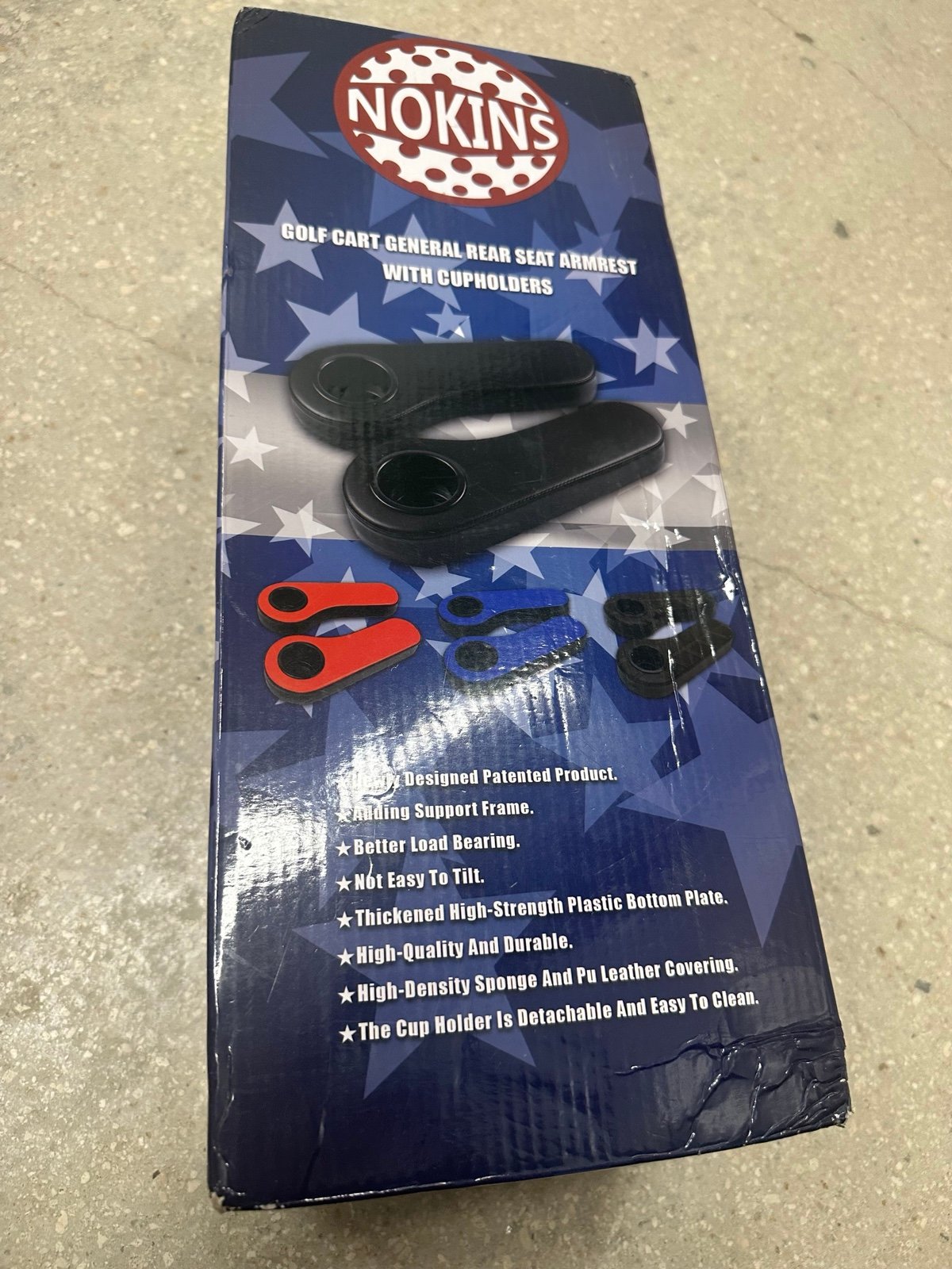 Nokins golf cart general rear seat armrest with cupholders / new open box