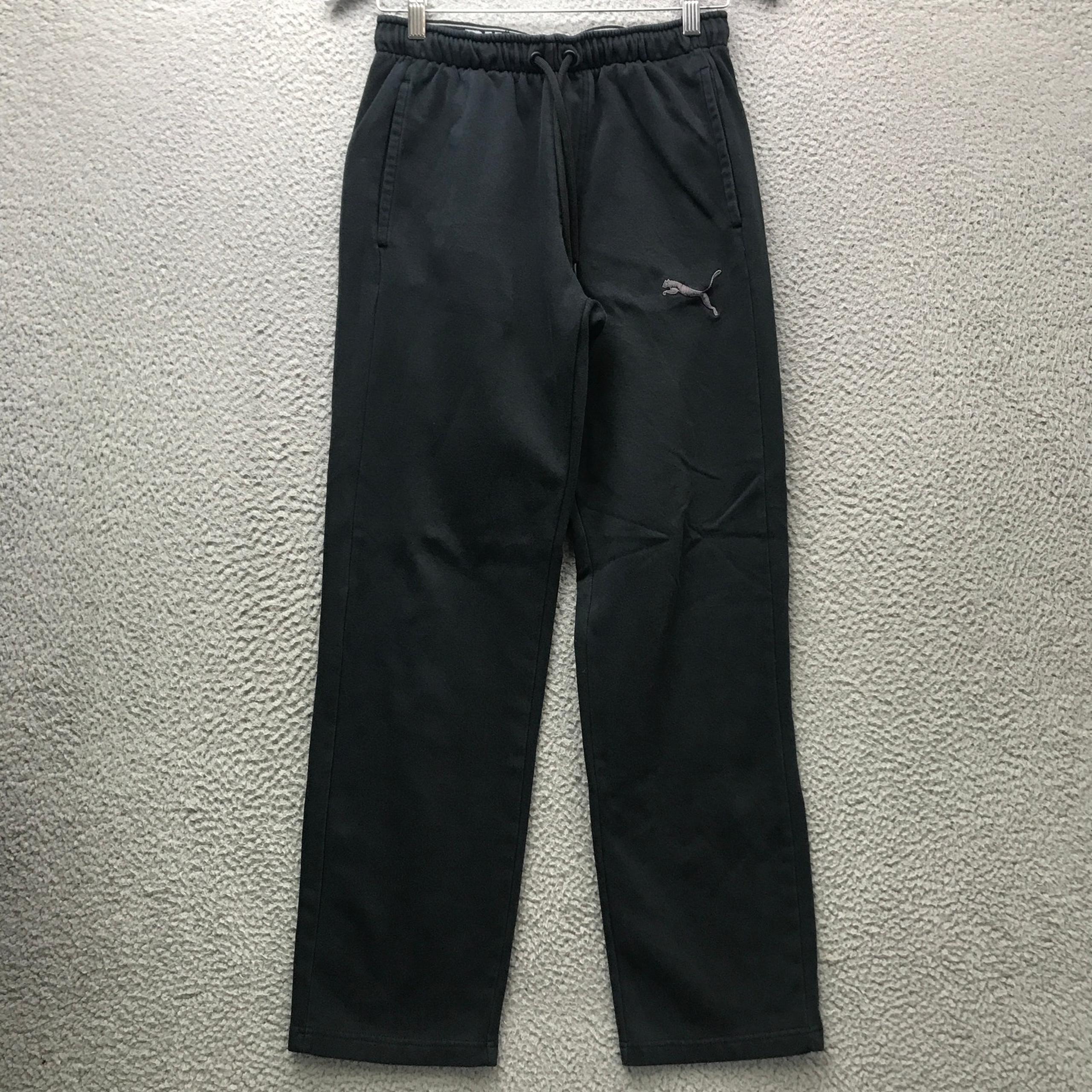 Puma Sweatpants Men's Small S Drawstring Pocket Embroidered Logo Black