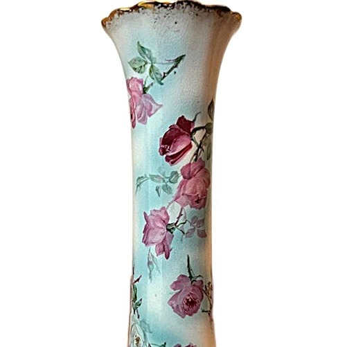 Tall Vintage Knowles Taylor & Knowles Semi-vitreous porcelain Corset Vase 11.5