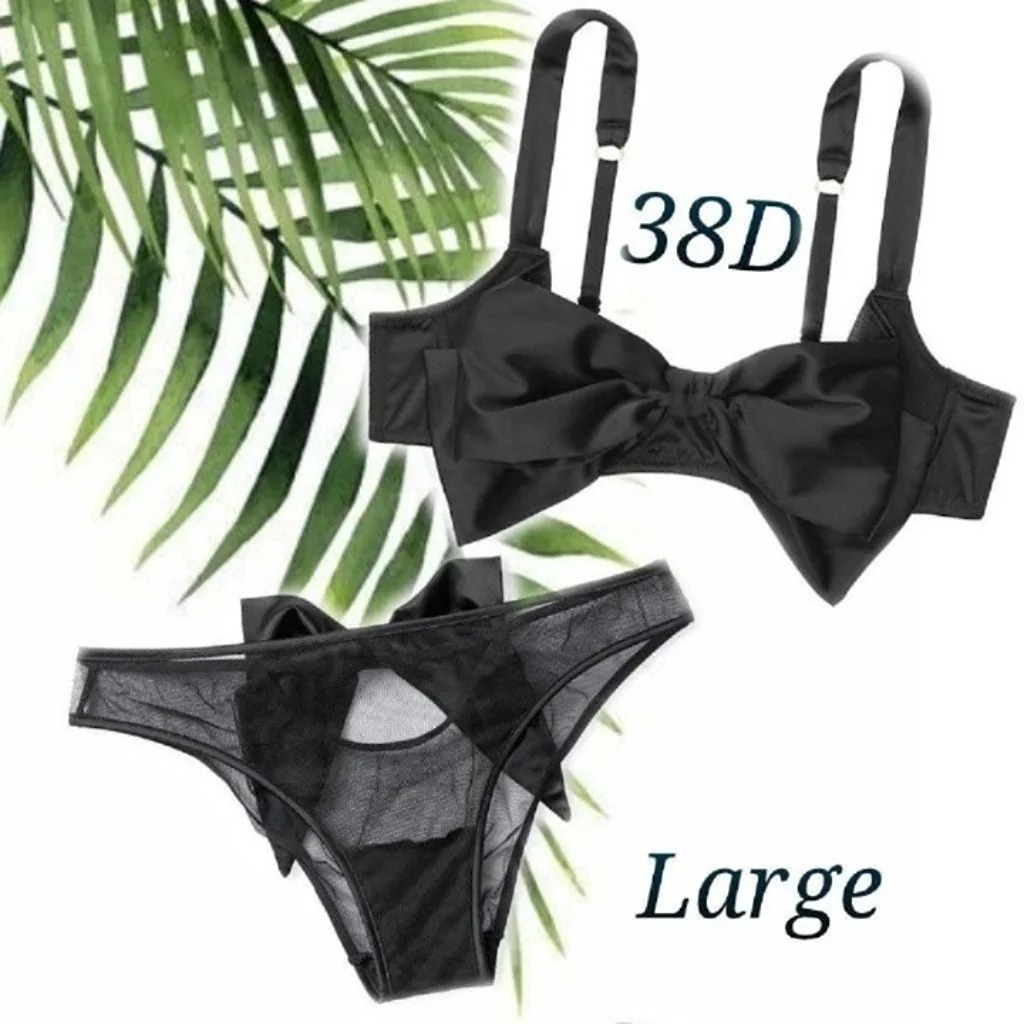 NEW 38D/L VS Mesh Bow Balconette + Panty