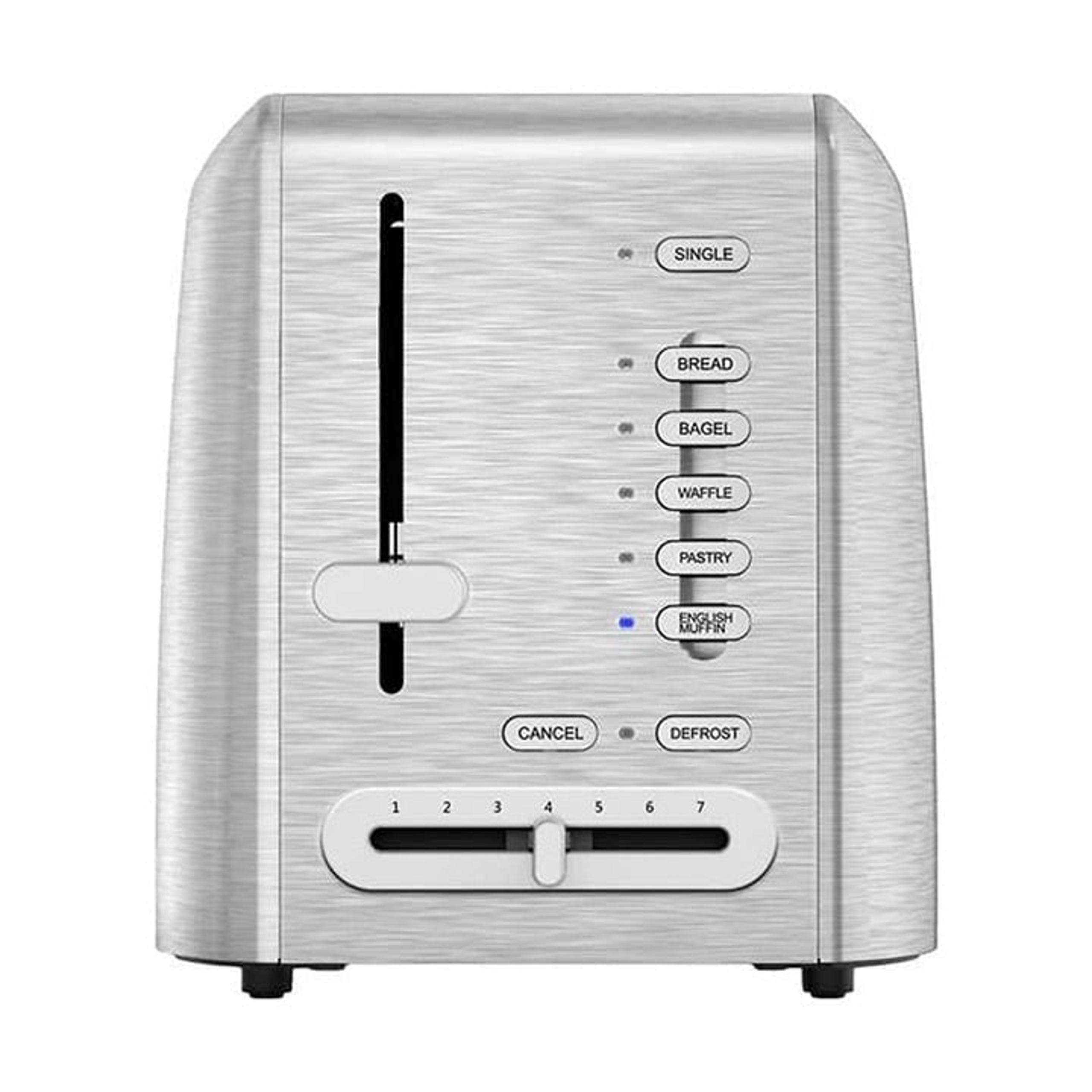 Cuisinart 2 Slice Toaster Silver Black Dual Control Panel Modern Stainless Steel