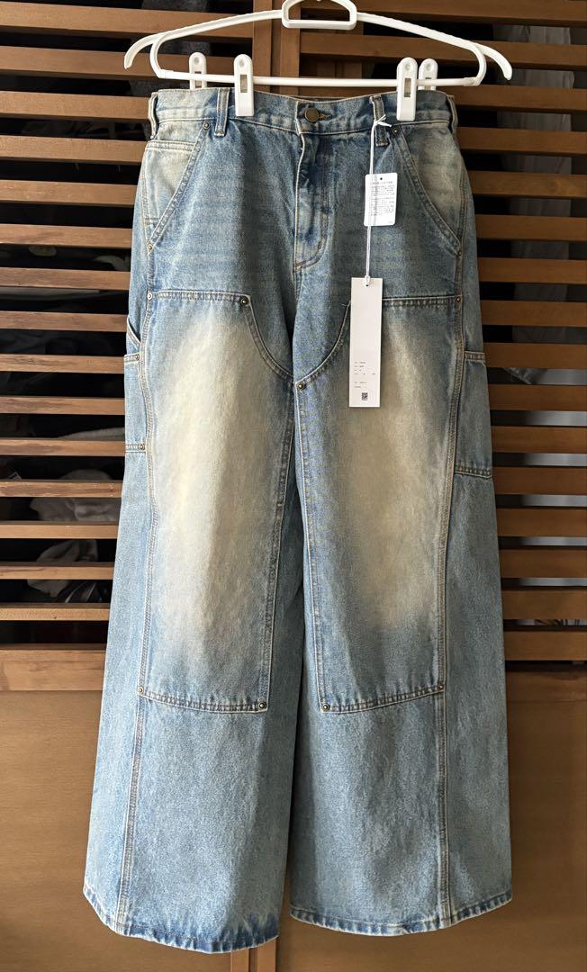 DOUBLE KNEE CURVED SEEM BAGGY DENIM（デニムパンツ）｜WYM