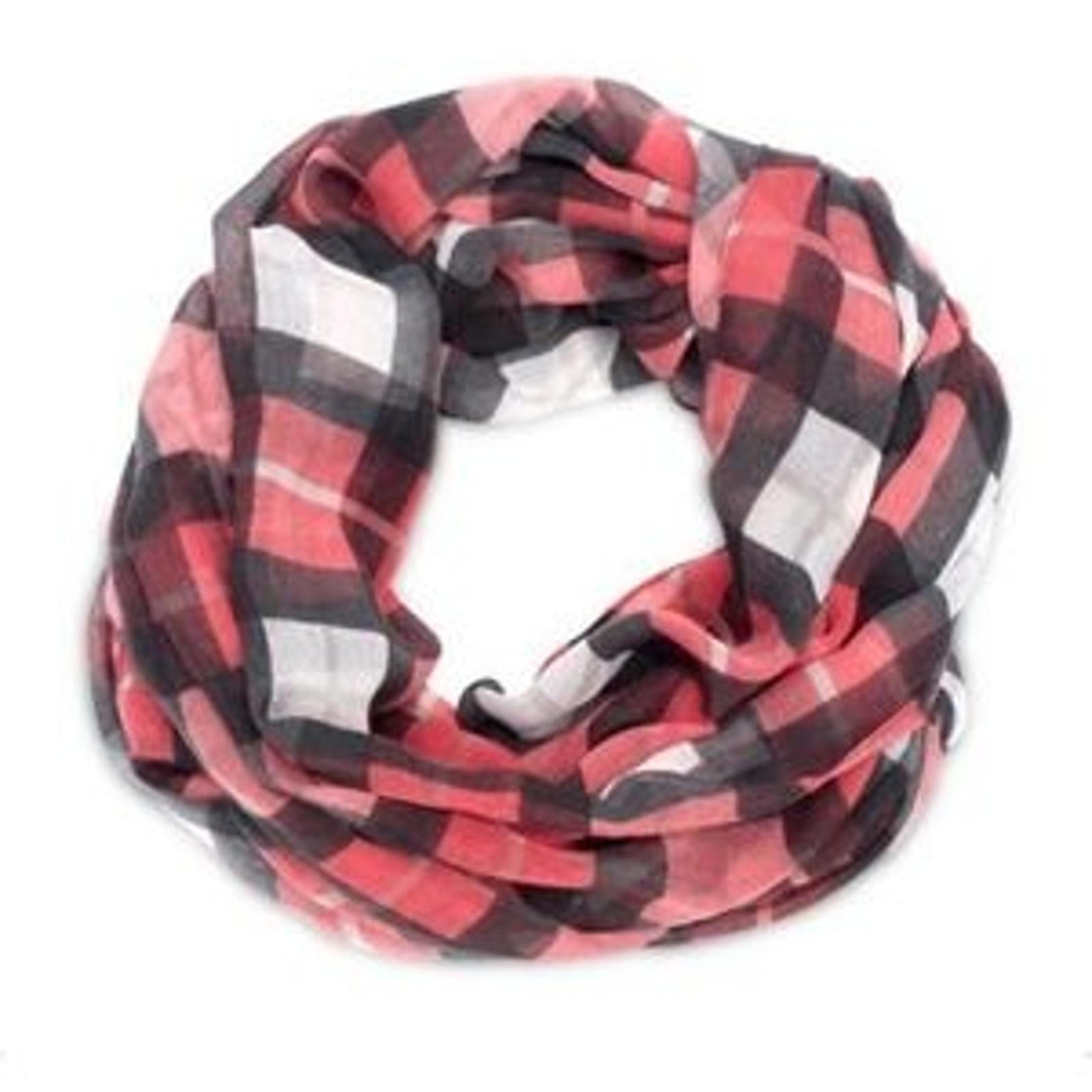 Thirty-One Check Mate Avenue Scarf Black Red White Plaid