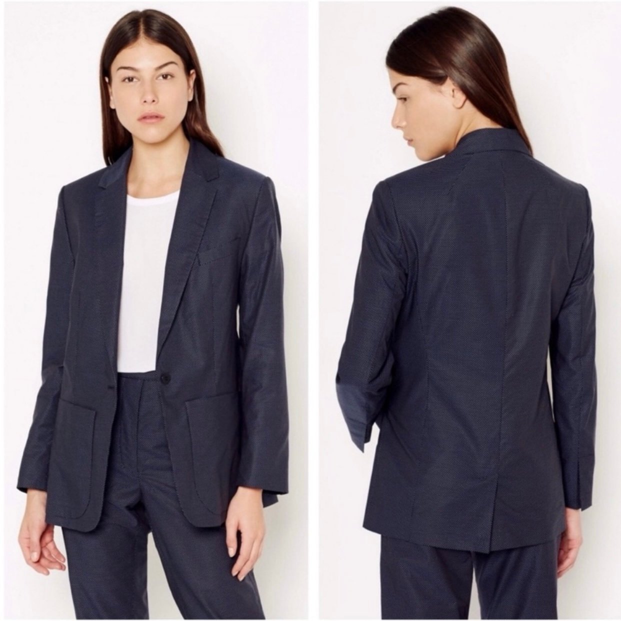 Equipment Navy Blue Jay School Boy Polkadot Print Blazer Size 4