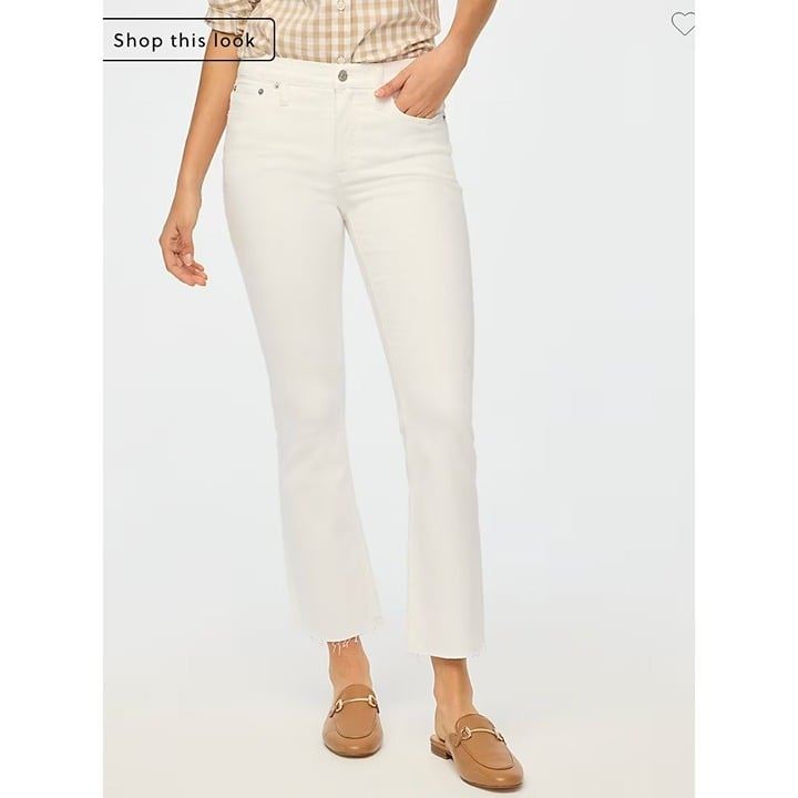 J.Crew 118 Petite Flare crop white jean signature stretch Size 26P BO939