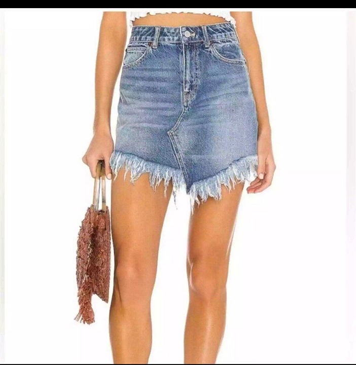 Free People Distressed Bailey Denim mini Skirt 29 We The Dress
