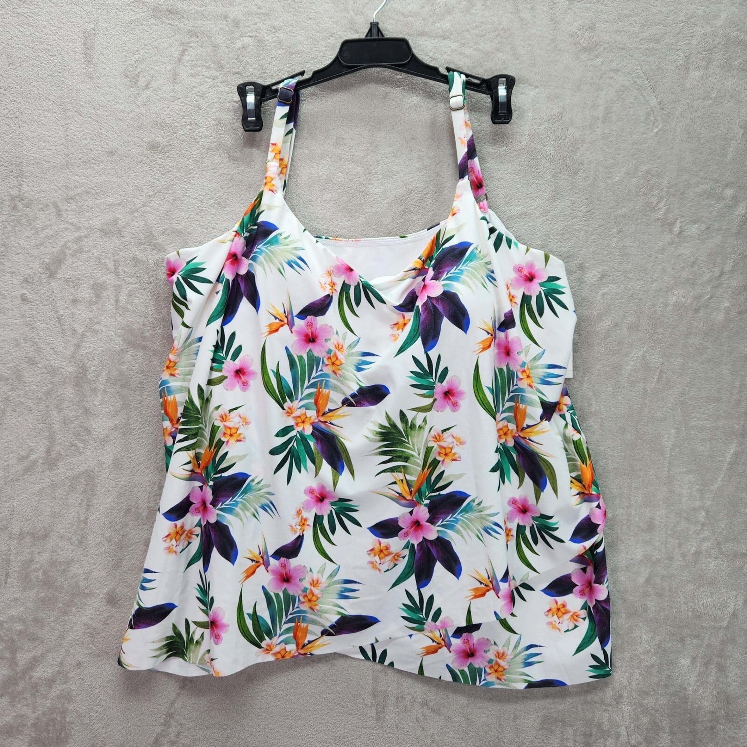 Island Escape Tankini Top Plus Size 22W Cape Town Tropical Full Bust Underwire
