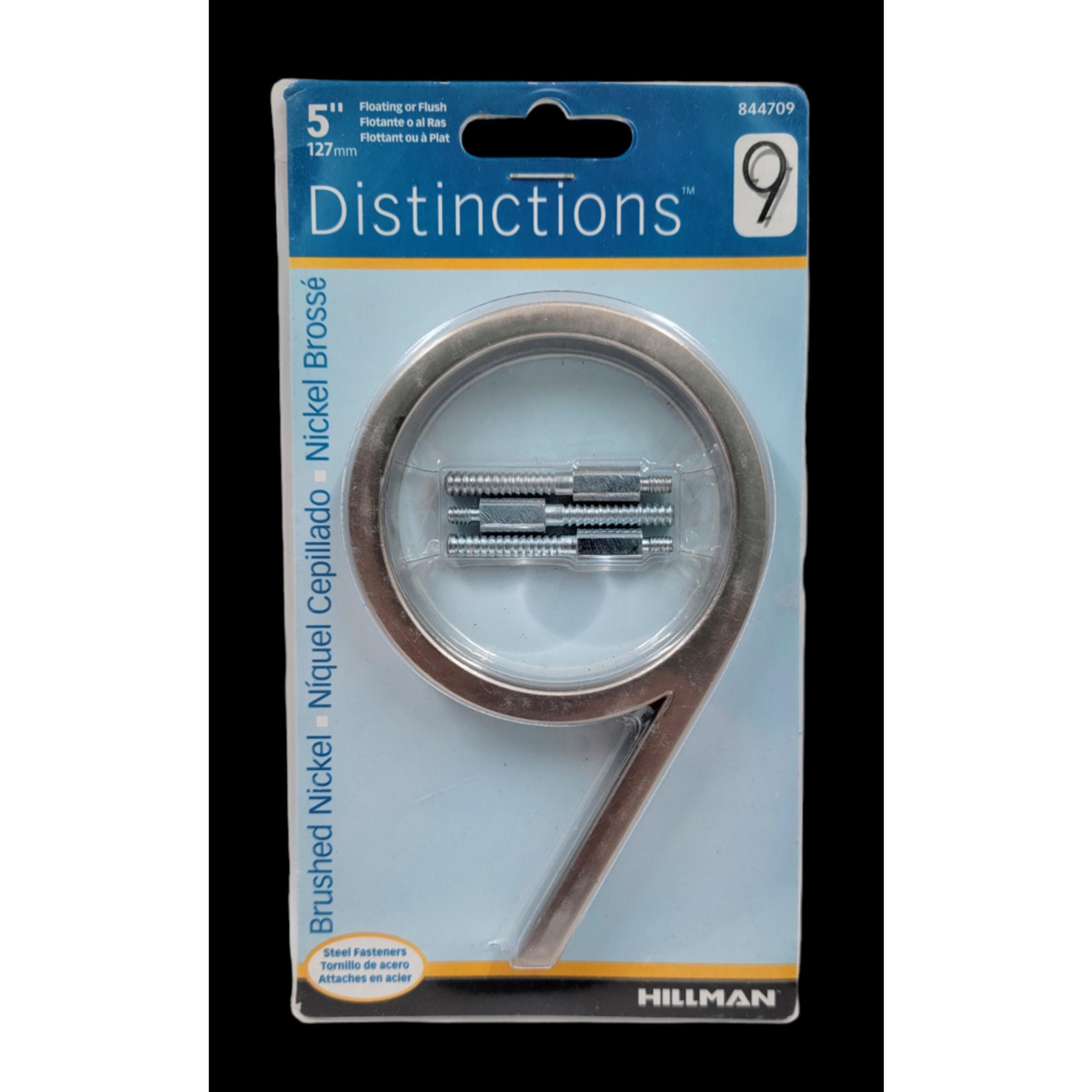 Hillman 5 Inch #9 Distinctions Floating Mount Steel House Address Number Silver