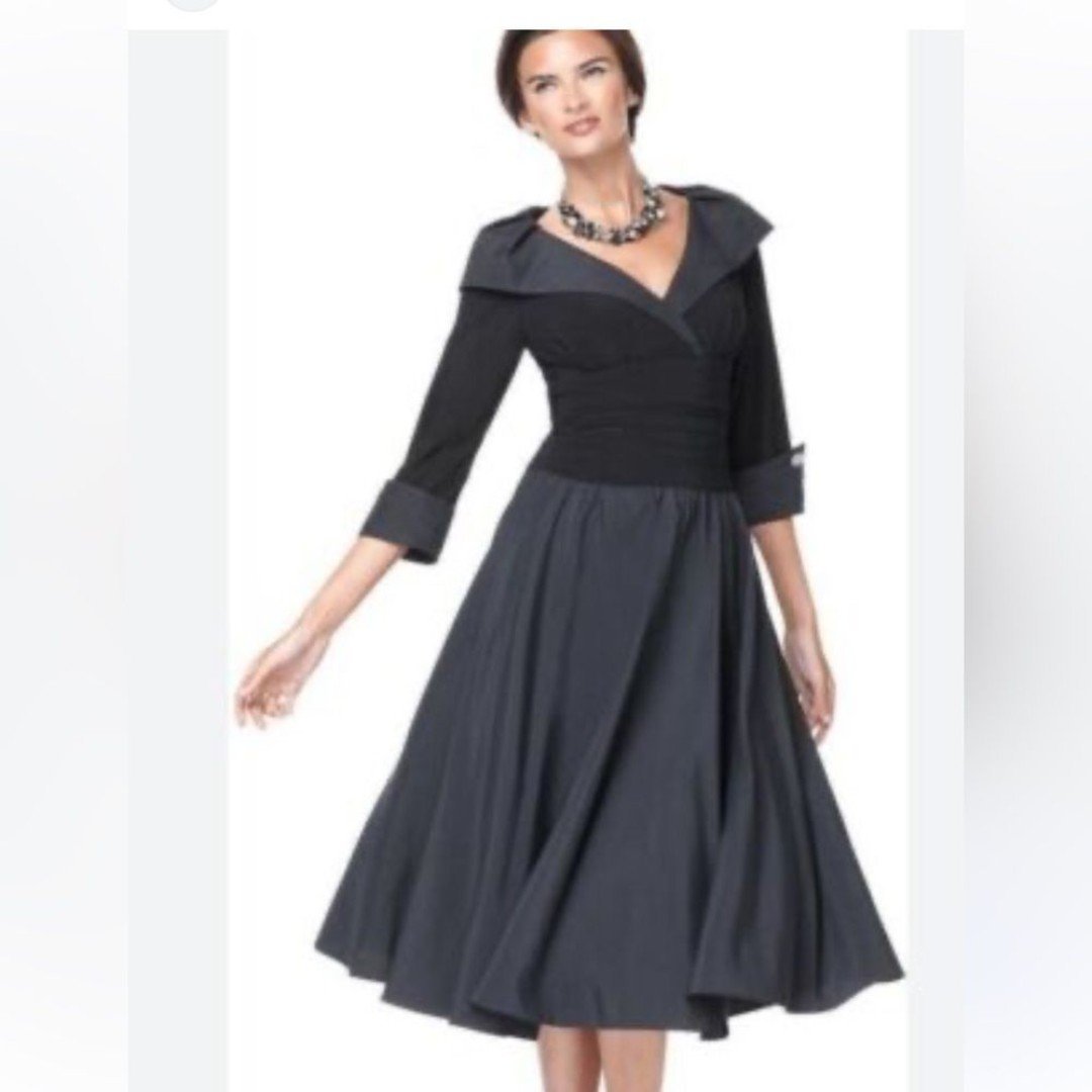 Eliza J New York black fit and flare dress 3/4 sleeves