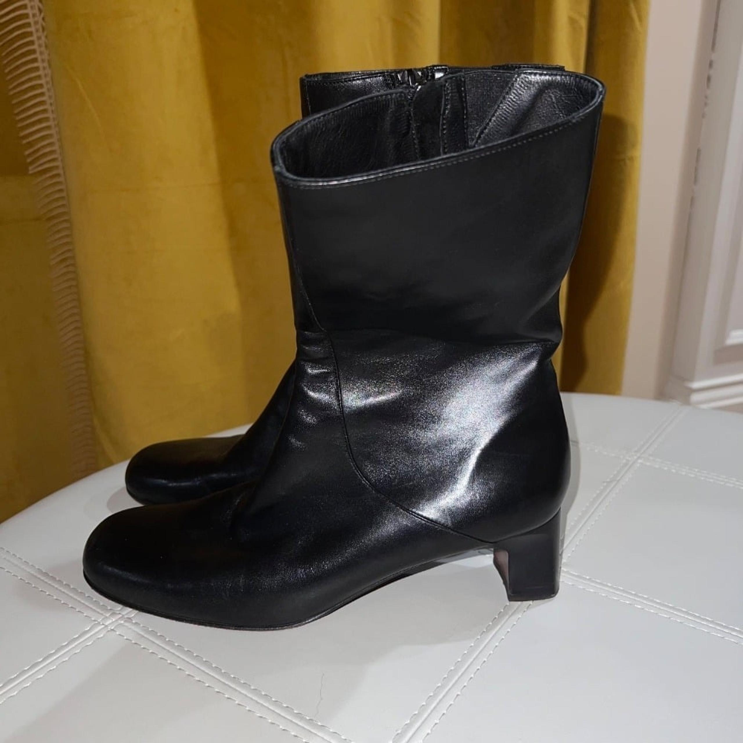 Cole Haan in the CIty Leather Mid-Calf Boots Block Heel Minimalist Black Size-8B
