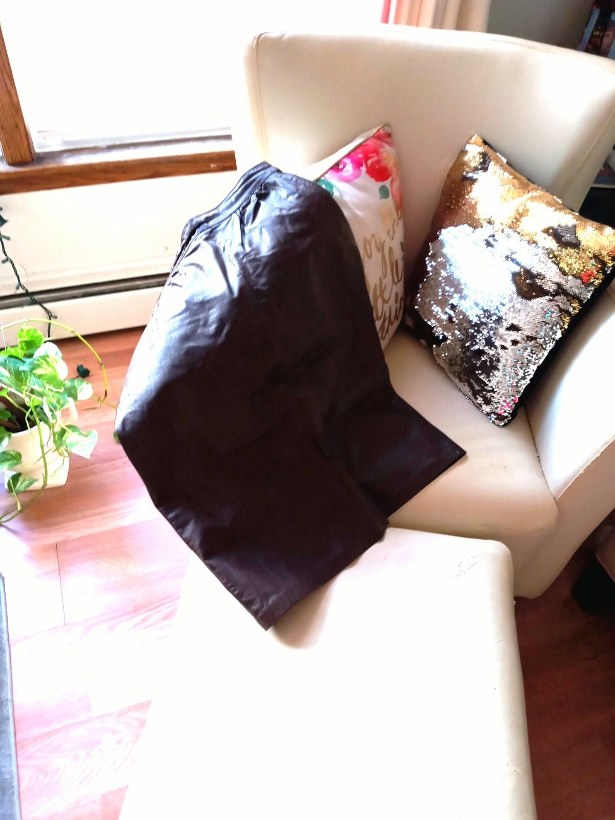 100% Leather (2) pocket brown skirt