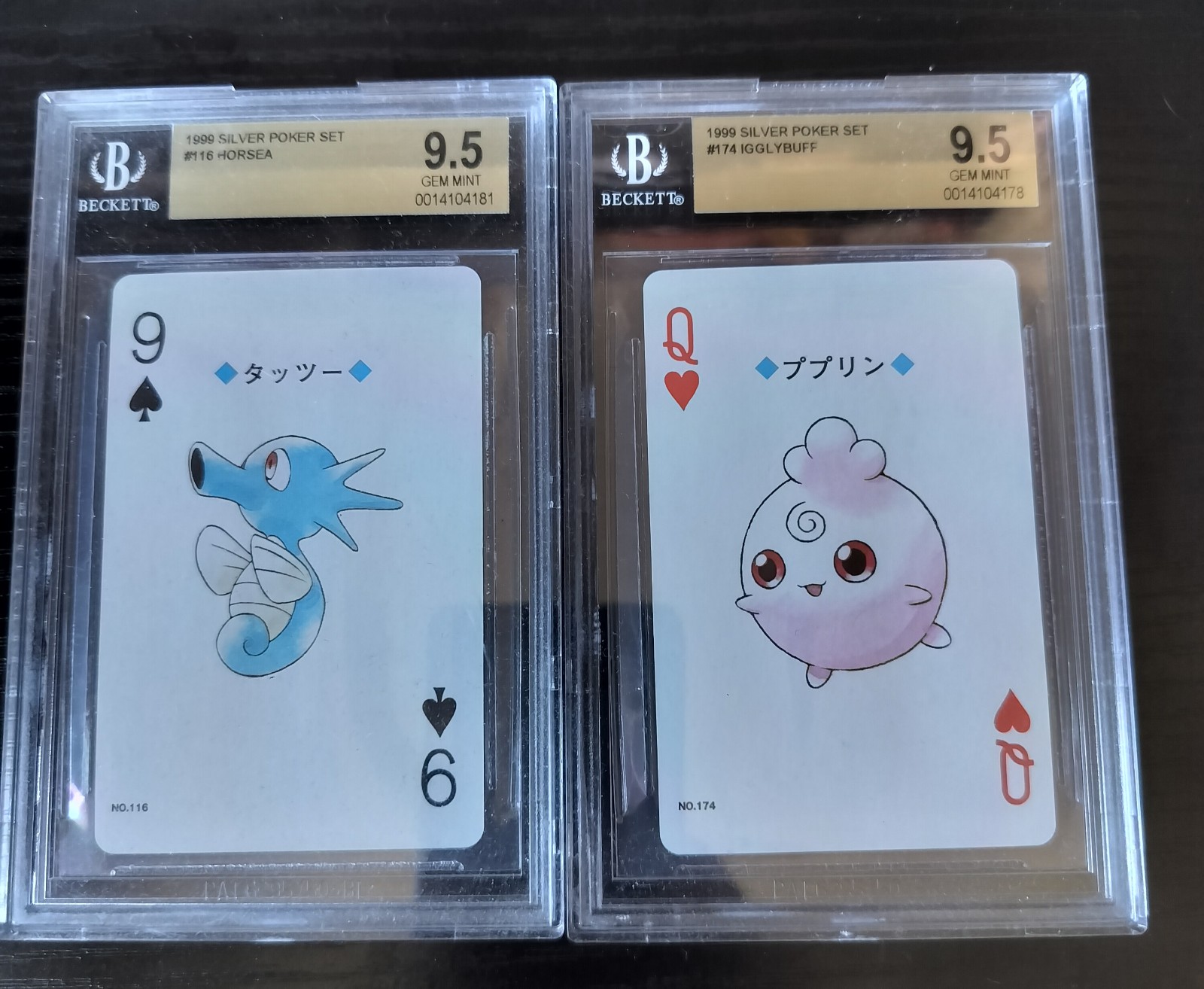 Pokémon Poker Cards Horsea & Igglybuff BGS 9.5 Silver Lugia Back
