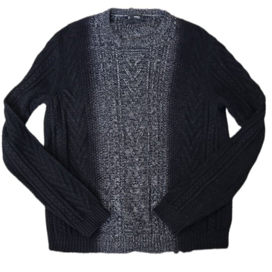 Vince Black Wool Cashmere Cable Knit Sweater L