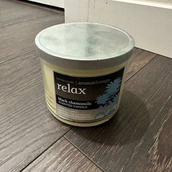Bath & Body Works Black Chamomile Relax 3 Wick Candle New