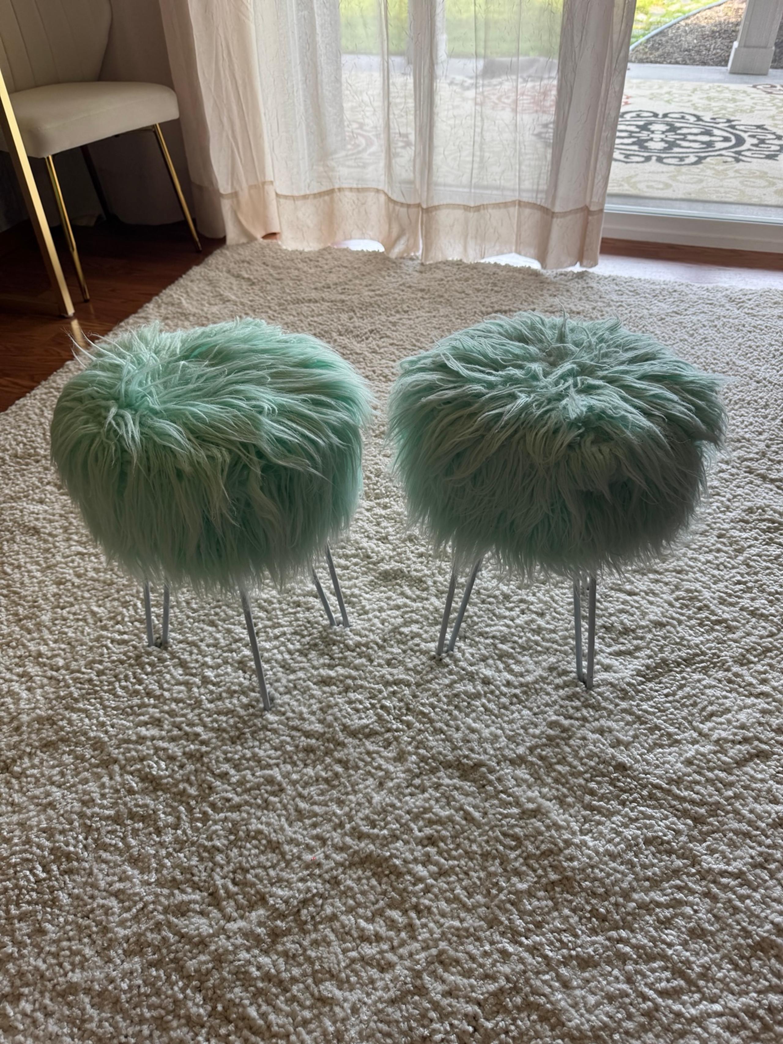 Fuzzy Faux Fur Foot Stool Vanity Chair from Hobby Lobby