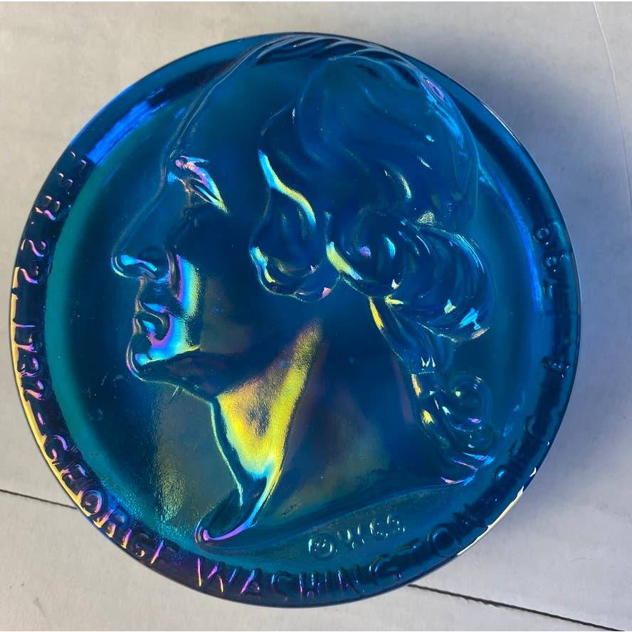 Vintage 1969 George Washington Carnival Glass Paper Weight Sculpture - 4.5