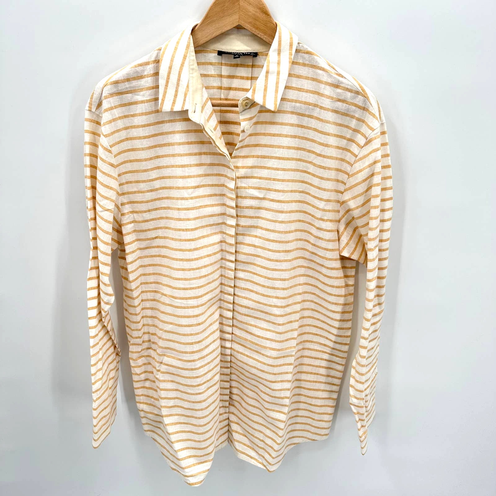 LAFAYETTE 148 Organic Cotton Linen Blend Button Down Shirt // M