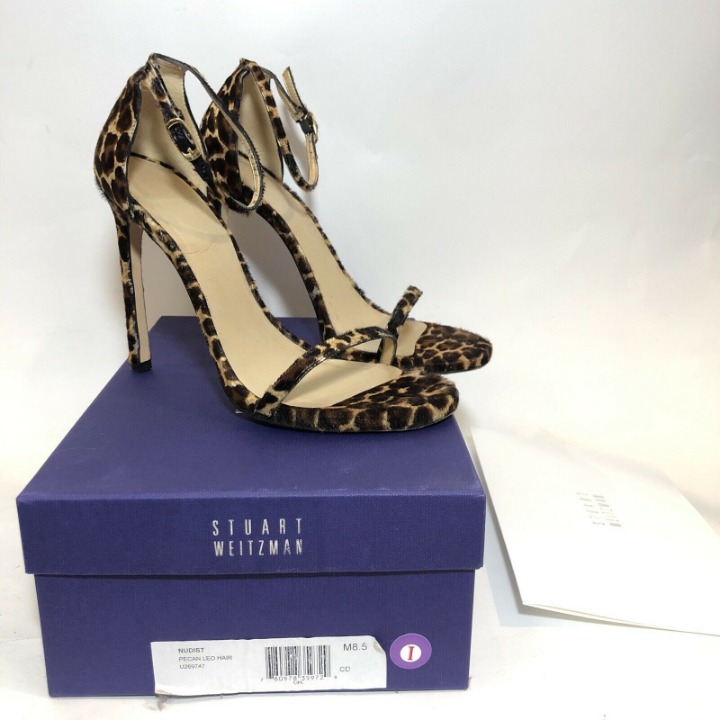 Stuart Weitzman Women's Size 8.5 Sandal Heeled Nudist Leopard