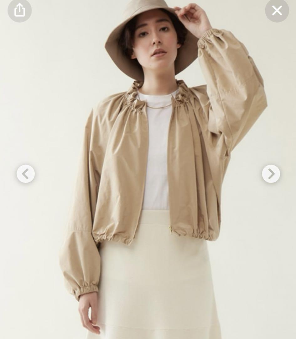 Martinique gathered blouson in beige.