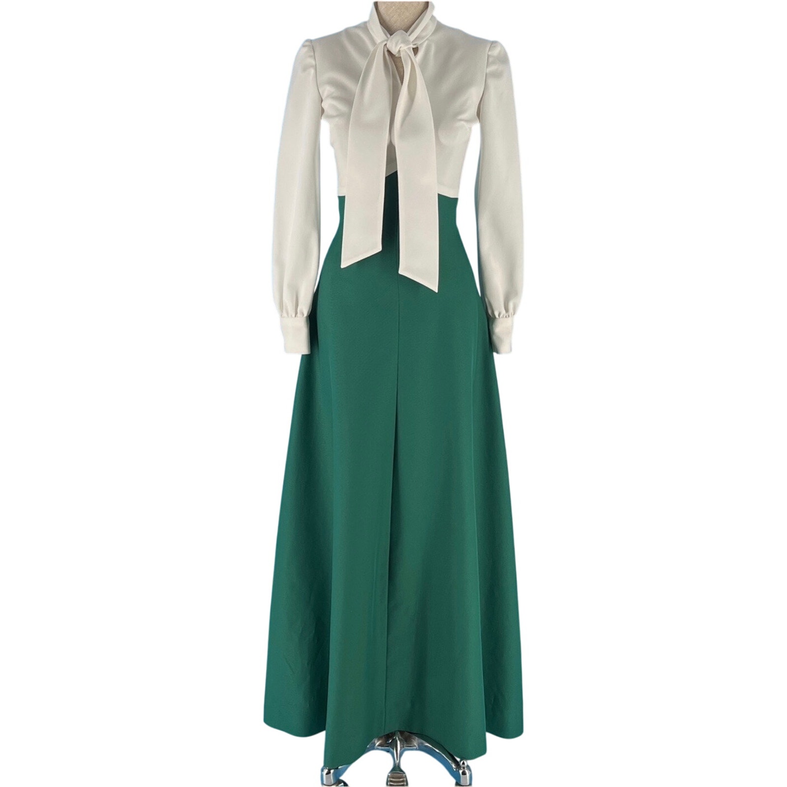 70s polyester handmade full length dress 1970s vintage