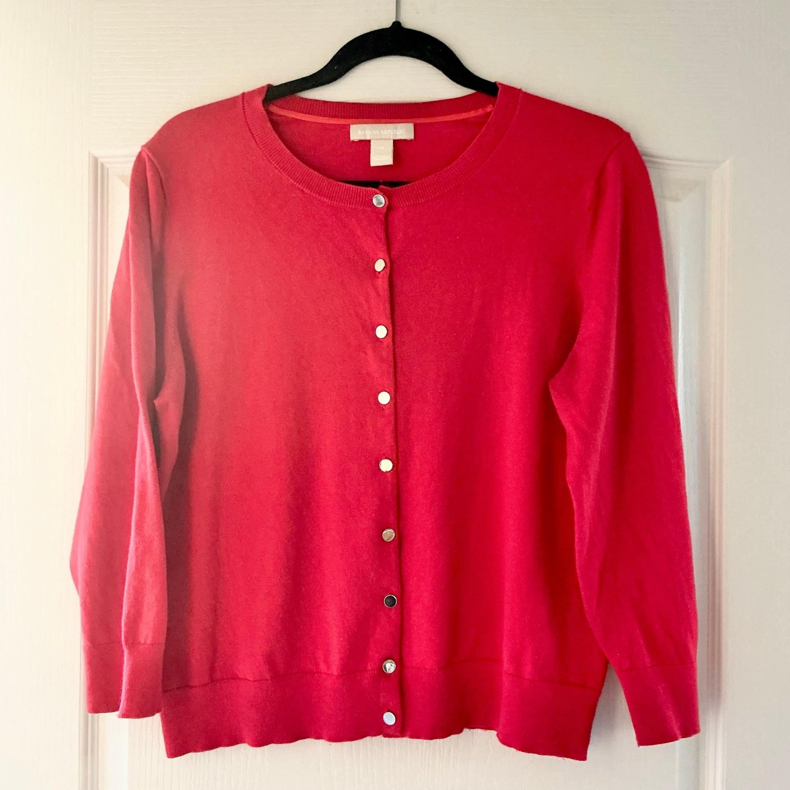 Banana Republic Red Orange Silk Cotton Cardigan Sweater XL